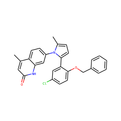 Cc1cc(=O)[nH]c2cc(-n3c(C)ccc3-c3cc(Cl)ccc3OCc3ccccc3)ccc12 ZINC000028822673