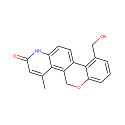 Cc1cc(=O)[nH]c2ccc3c(c12)COc1cccc(CO)c1-3 ZINC000029043411