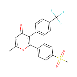 Cc1cc(=O)c(-c2ccc(C(F)(F)F)cc2)c(-c2ccc(S(C)(=O)=O)cc2)o1 ZINC000013581185