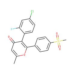 Cc1cc(=O)c(-c2ccc(Cl)cc2F)c(-c2ccc(S(C)(=O)=O)cc2)o1 ZINC000013581191