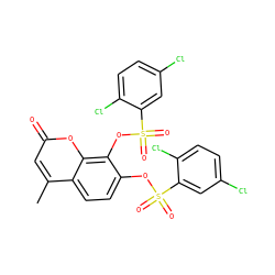Cc1cc(=O)oc2c(OS(=O)(=O)c3cc(Cl)ccc3Cl)c(OS(=O)(=O)c3cc(Cl)ccc3Cl)ccc12 ZINC001772637122