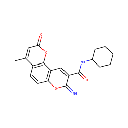 Cc1cc(=O)oc2c1ccc1oc(=N)c(C(=O)NC3CCCCC3)cc12 ZINC000653793680