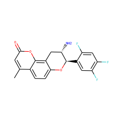 Cc1cc(=O)oc2c3c(ccc12)O[C@H](c1cc(F)c(F)cc1F)[C@@H](N)C3 ZINC001772588851
