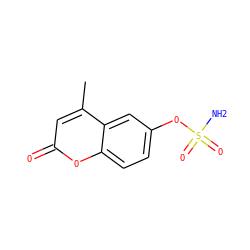Cc1cc(=O)oc2ccc(OS(N)(=O)=O)cc12 ZINC000013555294