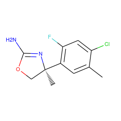 Cc1cc([C@@]2(C)COC(N)=N2)c(F)cc1Cl ZINC000169698869