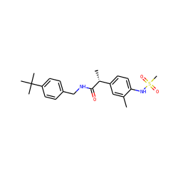 Cc1cc([C@@H](C)C(=O)NCc2ccc(C(C)(C)C)cc2)ccc1NS(C)(=O)=O ZINC000084652749