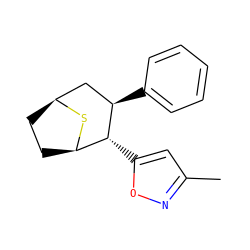 Cc1cc([C@@H]2[C@H]3CC[C@@H](C[C@H]2c2ccccc2)S3)on1 ZINC000066111999