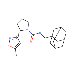 Cc1cc([C@@H]2CCCN2C(=O)NCC23CC4CC(CC(C4)C2)C3)no1 ZINC000043070844