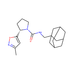 Cc1cc([C@@H]2CCCN2C(=O)NCC23CC4CC(CC(C4)C2)C3)on1 ZINC000079122481