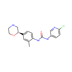 Cc1cc([C@@H]2CNCCO2)ccc1NC(=O)Nc1ccc(Cl)nc1 ZINC000149938466