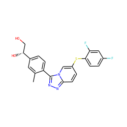 Cc1cc([C@H](O)CO)ccc1-c1nnc2ccc(Sc3ccc(F)cc3F)cn12 ZINC000045347428