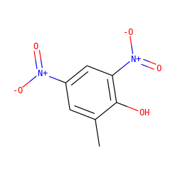 Cc1cc([N+](=O)[O-])cc([N+](=O)[O-])c1O ZINC000012405045