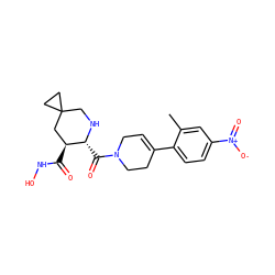 Cc1cc([N+](=O)[O-])ccc1C1=CCN(C(=O)[C@H]2NCC3(CC3)C[C@@H]2C(=O)NO)CC1 ZINC000035246446