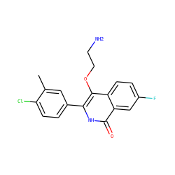 Cc1cc(-c2[nH]c(=O)c3cc(F)ccc3c2OCCN)ccc1Cl ZINC000149321550