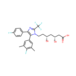 Cc1cc(-c2c(-c3ccc(F)cc3)nc(C(F)(F)F)n2CC[C@@H](O)C[C@@H](O)CC(=O)O)cc(C)c1F ZINC000013833950