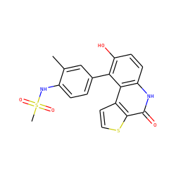 Cc1cc(-c2c(O)ccc3[nH]c(=O)c4sccc4c23)ccc1NS(C)(=O)=O ZINC000204673543