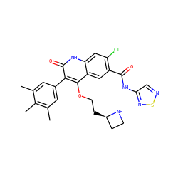 Cc1cc(-c2c(OCC[C@@H]3CCN3)c3cc(C(=O)Nc4cnsn4)c(Cl)cc3[nH]c2=O)cc(C)c1C ZINC000028397406