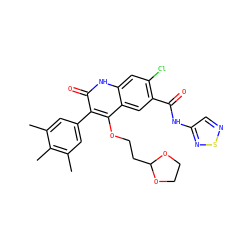 Cc1cc(-c2c(OCCC3OCCO3)c3cc(C(=O)Nc4cnsn4)c(Cl)cc3[nH]c2=O)cc(C)c1C ZINC000001494307