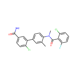 Cc1cc(-c2cc(C(N)=O)ccc2Cl)ccc1N(C)C(=O)c1c(F)cccc1Cl ZINC000221913784
