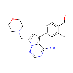 Cc1cc(-c2cc(CN3CCOCC3)n3ncnc(N)c23)ccc1CO ZINC000224959033