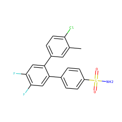 Cc1cc(-c2cc(F)c(F)cc2-c2ccc(S(N)(=O)=O)cc2)ccc1Cl ZINC000013755798
