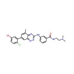 Cc1cc(-c2cc(O)ccc2Cl)cc2nnc(Nc3cccc(C(=O)NCCN(C)C)c3)nc12 ZINC000013985129