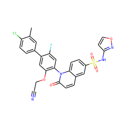 Cc1cc(-c2cc(OCC#N)c(-n3c(=O)ccc4cc(S(=O)(=O)Nc5ccon5)ccc43)cc2F)ccc1Cl ZINC001772610050