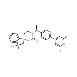 Cc1cc(-c2ccc([C@H](C)N3CC[C@](CC(C)(C)O)(c4ccccc4)OC3=O)cc2)cc(C)n1 ZINC000114919006