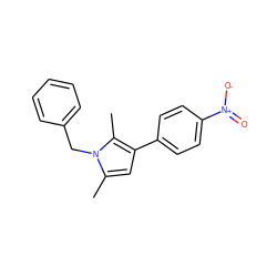 Cc1cc(-c2ccc([N+](=O)[O-])cc2)c(C)n1Cc1ccccc1 ZINC000082158046
