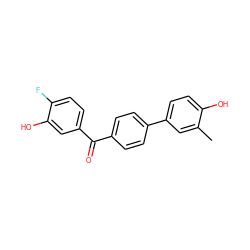 Cc1cc(-c2ccc(C(=O)c3ccc(F)c(O)c3)cc2)ccc1O ZINC000082153530