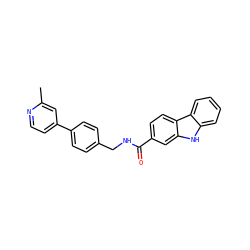 Cc1cc(-c2ccc(CNC(=O)c3ccc4c(c3)[nH]c3ccccc34)cc2)ccn1 ZINC001772581823