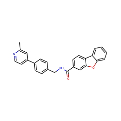 Cc1cc(-c2ccc(CNC(=O)c3ccc4c(c3)oc3ccccc34)cc2)ccn1 ZINC001772654237