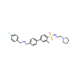 Cc1cc(-c2ccc(CNCc3ccc(F)cc3)cc2)ccc1S(=O)(=O)NCCN1CCCC1 ZINC000045334635
