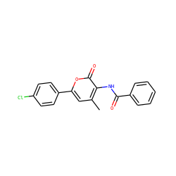 Cc1cc(-c2ccc(Cl)cc2)oc(=O)c1NC(=O)c1ccccc1 ZINC000001398203