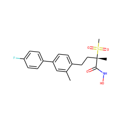 Cc1cc(-c2ccc(F)cc2)ccc1CC[C@@](C)(C(=O)NO)S(C)(=O)=O ZINC000169708158