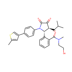 Cc1cc(-c2ccc(N3C(=O)C(=O)[C@@H](C(=O)C(C)C)[C@@H]3c3ccccc3C(=O)N(C)CCO)cc2)cs1 ZINC000169696723