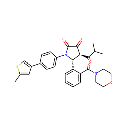 Cc1cc(-c2ccc(N3C(=O)C(=O)[C@@H](C(=O)C(C)C)[C@@H]3c3ccccc3C(=O)N3CCOCC3)cc2)cs1 ZINC000169696583