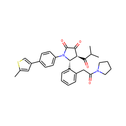 Cc1cc(-c2ccc(N3C(=O)C(=O)[C@@H](C(=O)C(C)C)[C@@H]3c3ccccc3CC(=O)N3CCCC3)cc2)cs1 ZINC000169696509