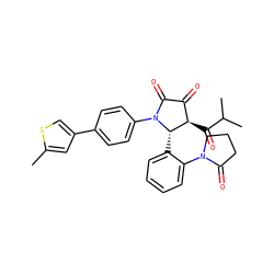 Cc1cc(-c2ccc(N3C(=O)C(=O)[C@@H](C(=O)C(C)C)[C@@H]3c3ccccc3N3CCCC3=O)cc2)cs1 ZINC000169696764