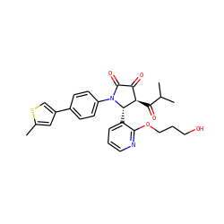 Cc1cc(-c2ccc(N3C(=O)C(=O)[C@@H](C(=O)C(C)C)[C@@H]3c3cccnc3OCCCO)cc2)cs1 ZINC000169696671
