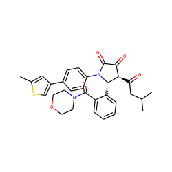Cc1cc(-c2ccc(N3C(=O)C(=O)[C@@H](C(=O)CC(C)C)[C@@H]3c3ccccc3C(=O)N3CCOCC3)cc2)cs1 ZINC000169696433