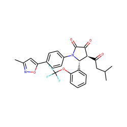 Cc1cc(-c2ccc(N3C(=O)C(=O)[C@@H](C(=O)CC(C)C)[C@@H]3c3ccccc3OC(F)(F)F)cc2)on1 ZINC000169695874