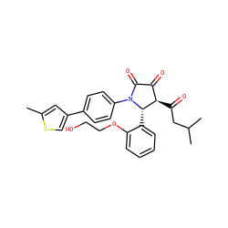 Cc1cc(-c2ccc(N3C(=O)C(=O)[C@@H](C(=O)CC(C)C)[C@@H]3c3ccccc3OCCO)cc2)cs1 ZINC000169695986