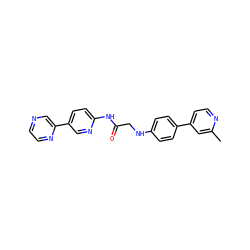 Cc1cc(-c2ccc(NCC(=O)Nc3ccc(-c4cnccn4)cn3)cc2)ccn1 ZINC000473121689