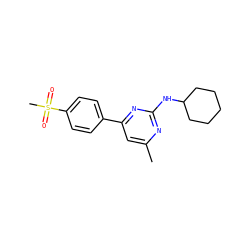 Cc1cc(-c2ccc(S(C)(=O)=O)cc2)nc(NC2CCCCC2)n1 ZINC000042989110