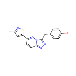 Cc1cc(-c2ccc3nnc(Cc4ccc(O)cc4)n3n2)sn1 ZINC000040973851