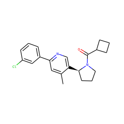 Cc1cc(-c2cccc(Cl)c2)ncc1[C@@H]1CCCN1C(=O)C1CCC1 ZINC000072175958
