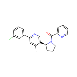 Cc1cc(-c2cccc(Cl)c2)ncc1[C@@H]1CCCN1C(=O)c1ccccn1 ZINC000072177022