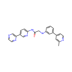 Cc1cc(-c2cccc(NCC(=O)Nc3ccc(-c4cnccn4)cn3)c2)ccn1 ZINC000473112960