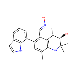Cc1cc(-c2cccc3cc[nH]c23)c(/C=N/O)c2c1NC(C)(C)[C@H](O)[C@H]2C ZINC000066074241